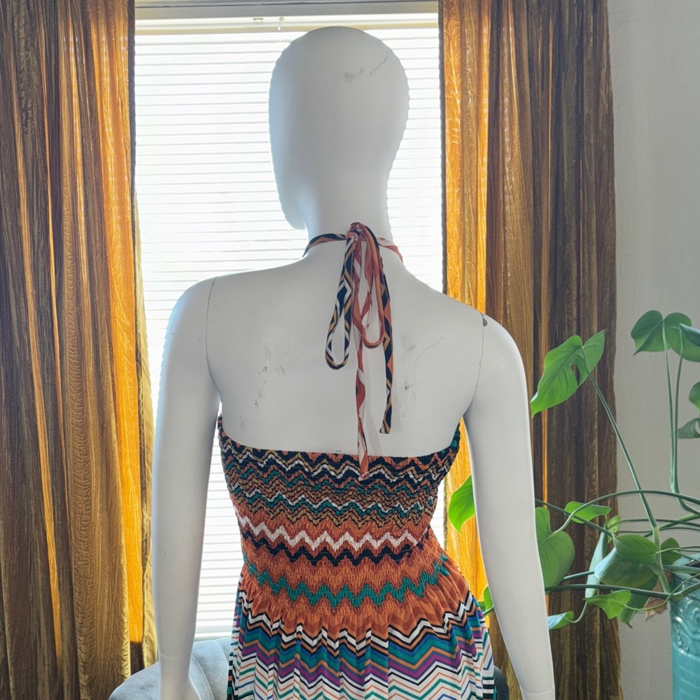 Magic Strapless Chevron Maxi Dress in Orange, Teal, Black, White - Picture 9 of 14